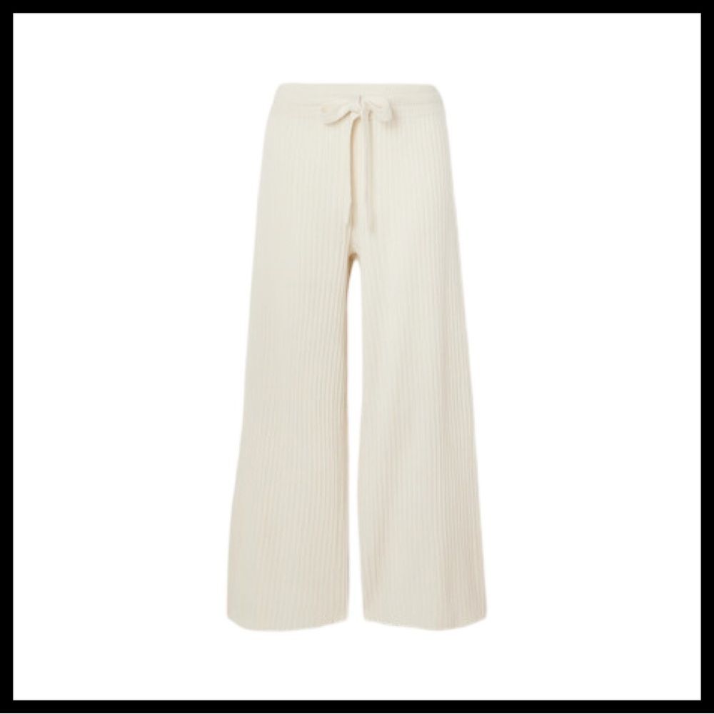 Ralph Lauren Women’s Wool Cashmere Blend Ribbed Wide Leg Pants Black